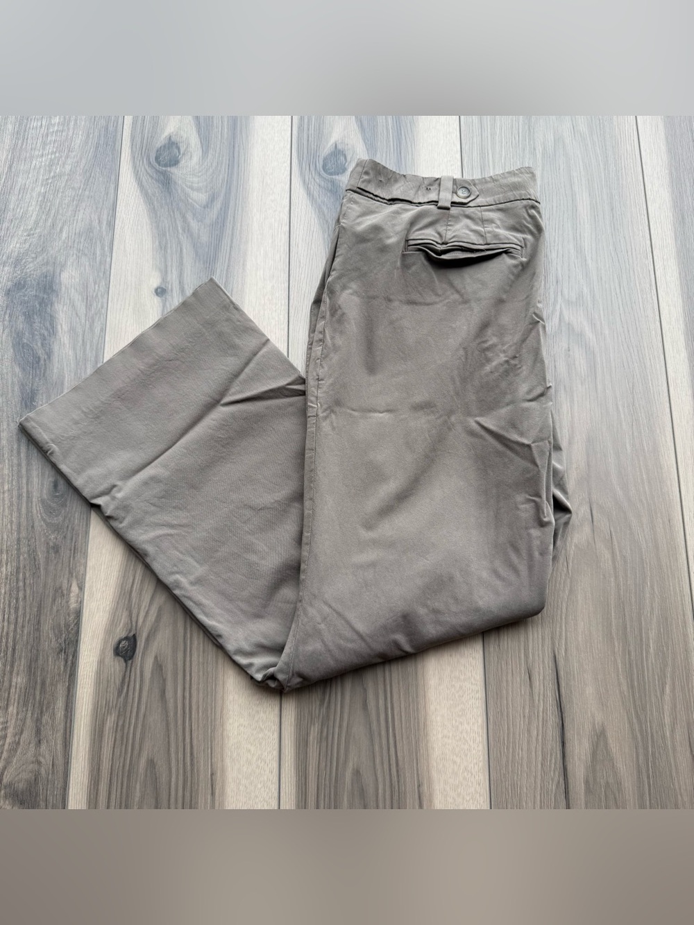 Ann Taylor Petite Taupe Dress Pants Wide Straight Leg Mid Rise Waist Women's 8P